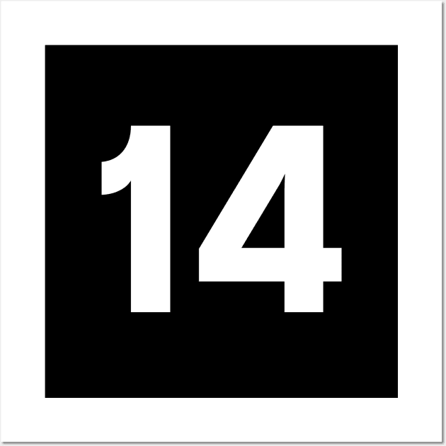 Number Fourteen - 14 - Any Color - Team Sports Numbered Uniform Jersey - Birthday Gift Wall Art by Modern Evolution